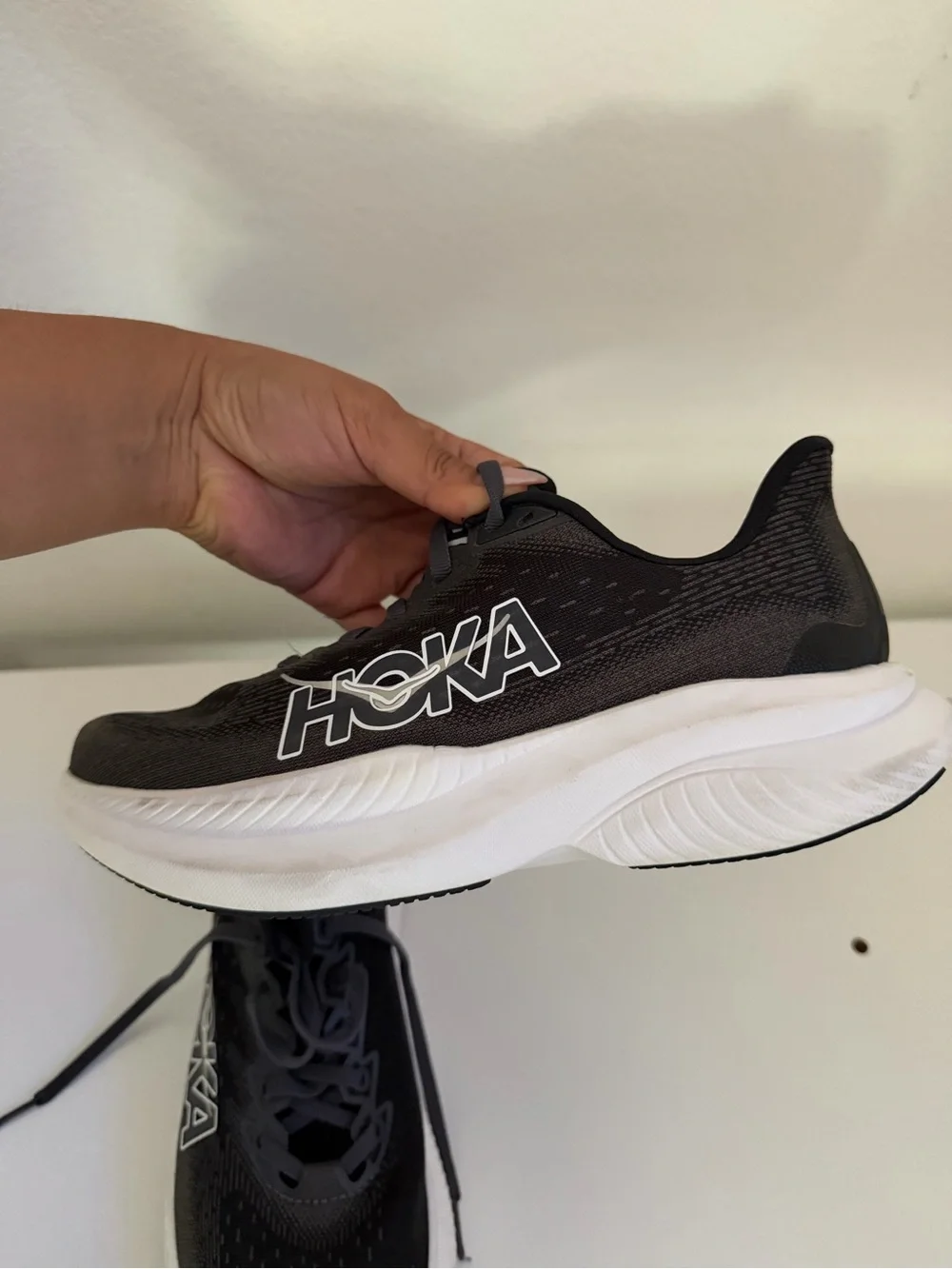 Hoka Women's Mach 6 Black and White Performance Running Shoe